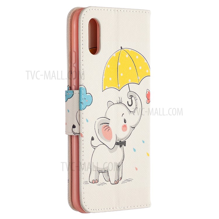 Pattern Printing Wallet Stand Flip Leather Phone Shell for Xiaomi Redmi 9A - Elephant-7