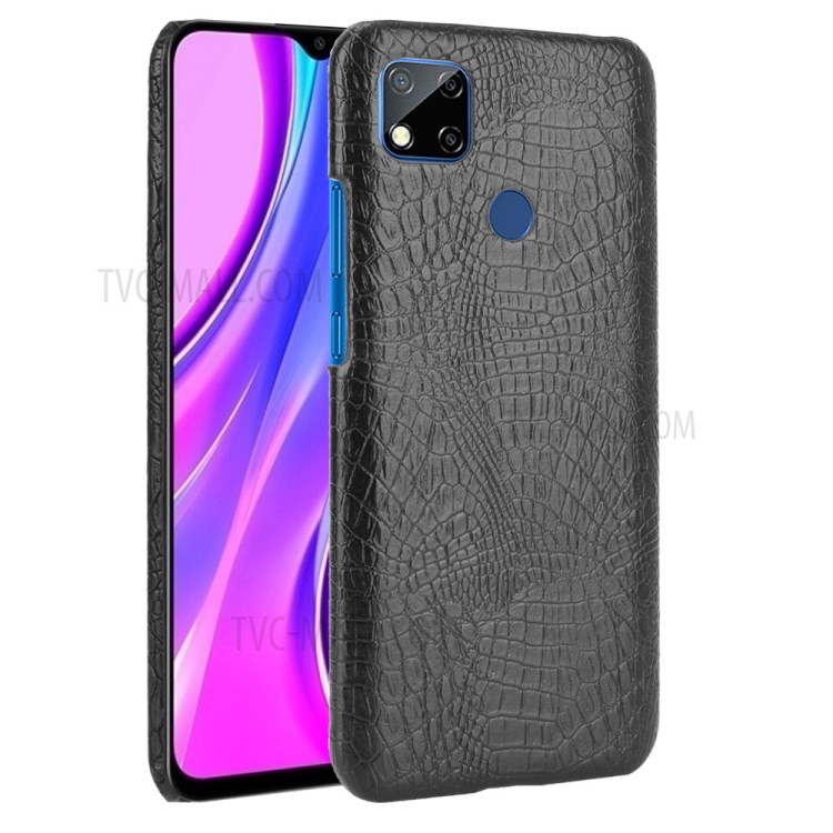 Crocodile Skin PU Leather Coated PC Back Case for Xiaomi Redmi 9C/Redmi 9 (India) - Black-1