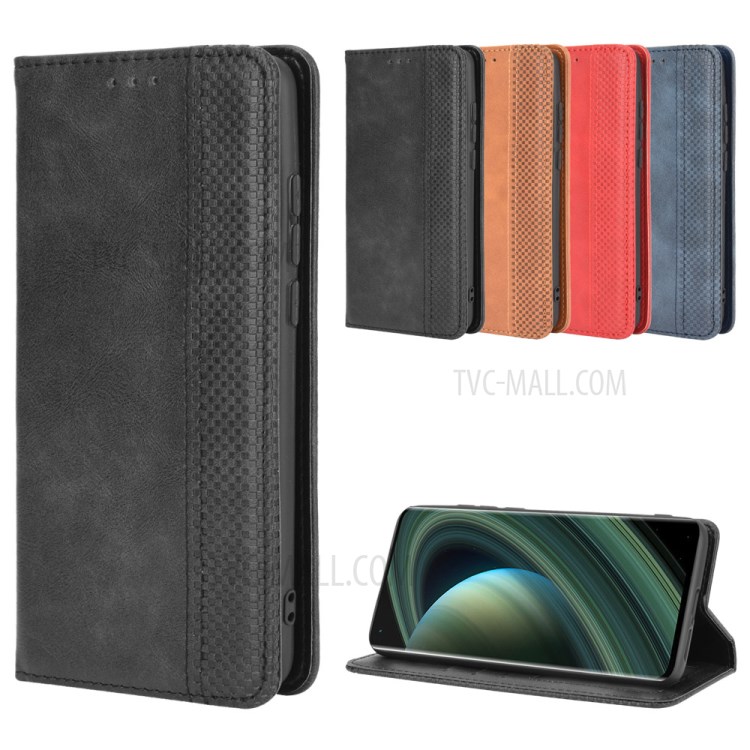 Vintage Style Wallet Stand Leather Phone Cover for Xiaomi Mi 10 Ultra - Black-12