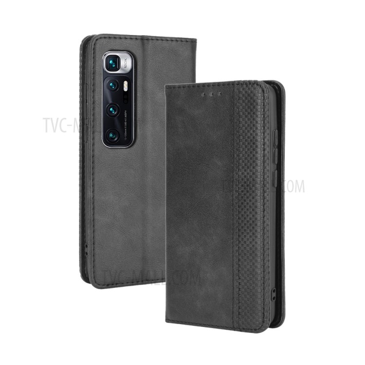 Vintage Style Wallet Stand Leather Phone Cover for Xiaomi Mi 10 Ultra - Black-2