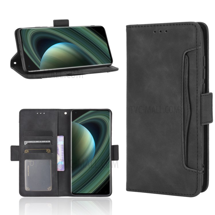 Wallet Stand Flip Leather Protective Case for Xiaomi Mi 10 Ultra - Black-1