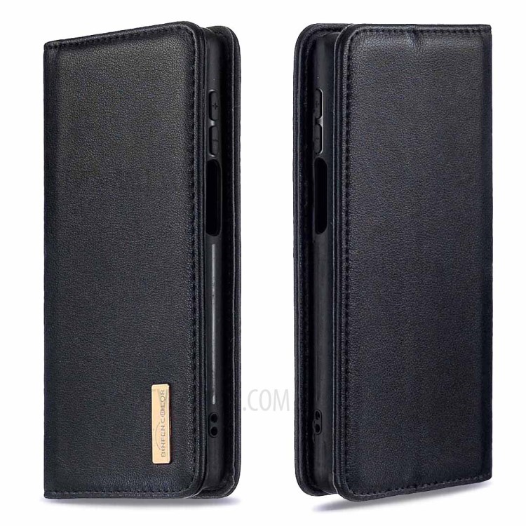 Detachable 2-in-1 Genuine Leather Wallet Stand Case for Xiaomi Redmi Note 9 Pro - Black-4