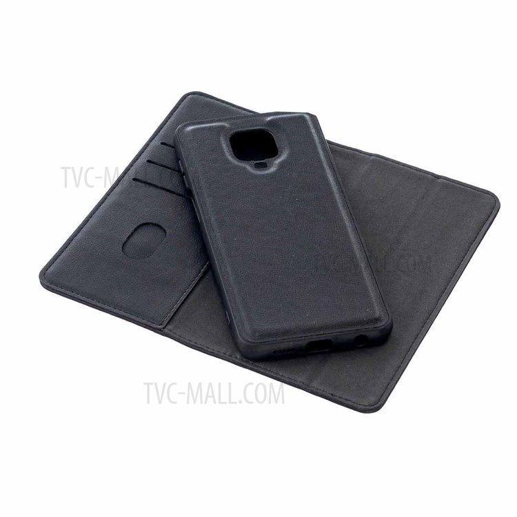 Detachable 2-in-1 Genuine Leather Wallet Stand Case for Xiaomi Redmi Note 9 Pro - Black-7