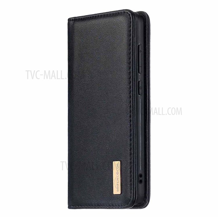 Detachable 2-in-1 Genuine Leather Wallet Stand Case for Xiaomi Redmi Note 9 - Black-2