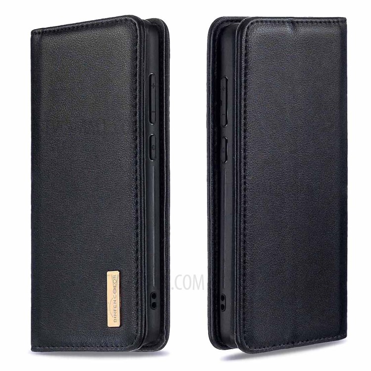 Detachable 2-in-1 Genuine Leather Wallet Stand Case for Xiaomi Redmi Note 9 - Black-4