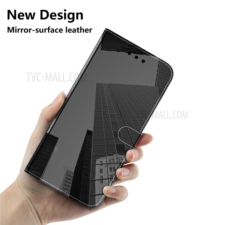 Mirror-like Surface Leather Protective Shell for Xiaomi Redmi Note 9/10X 4G - Black-6