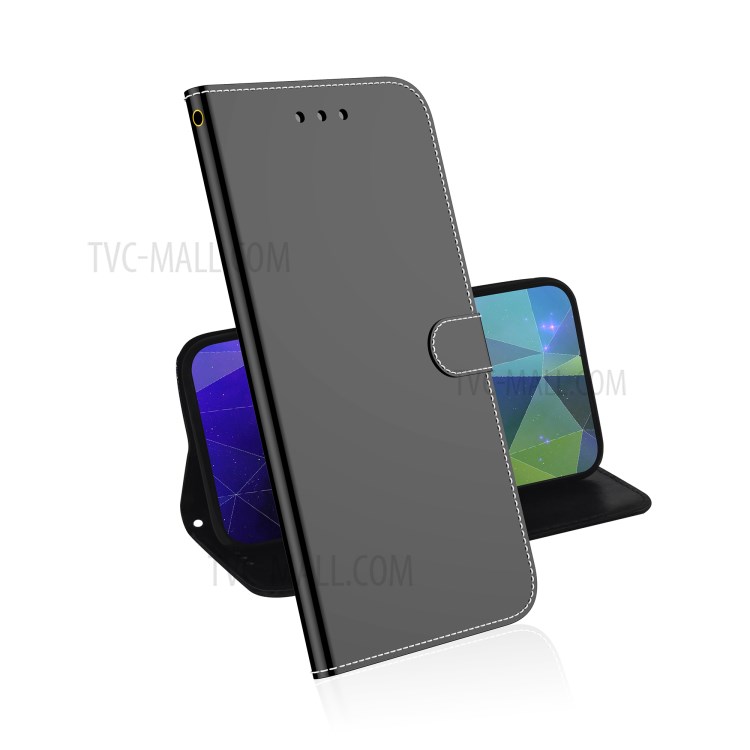 Mirror-like Surface Leather Protective Shell for Xiaomi Redmi Note 9/10X 4G - Black-7