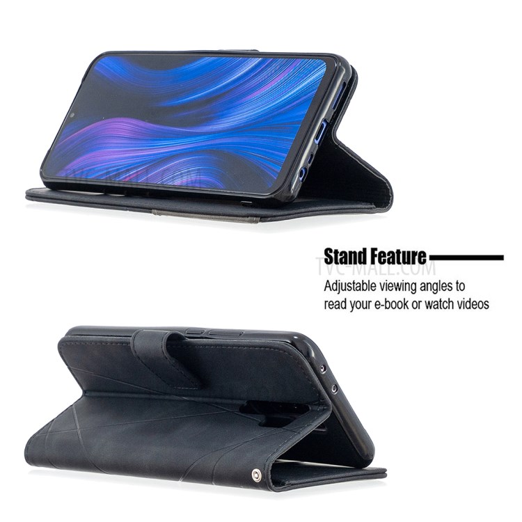 BF05 Geometric Texture Wallet Stand Leather Phone Cover for Xiaomi Redmi 9 - Black-2