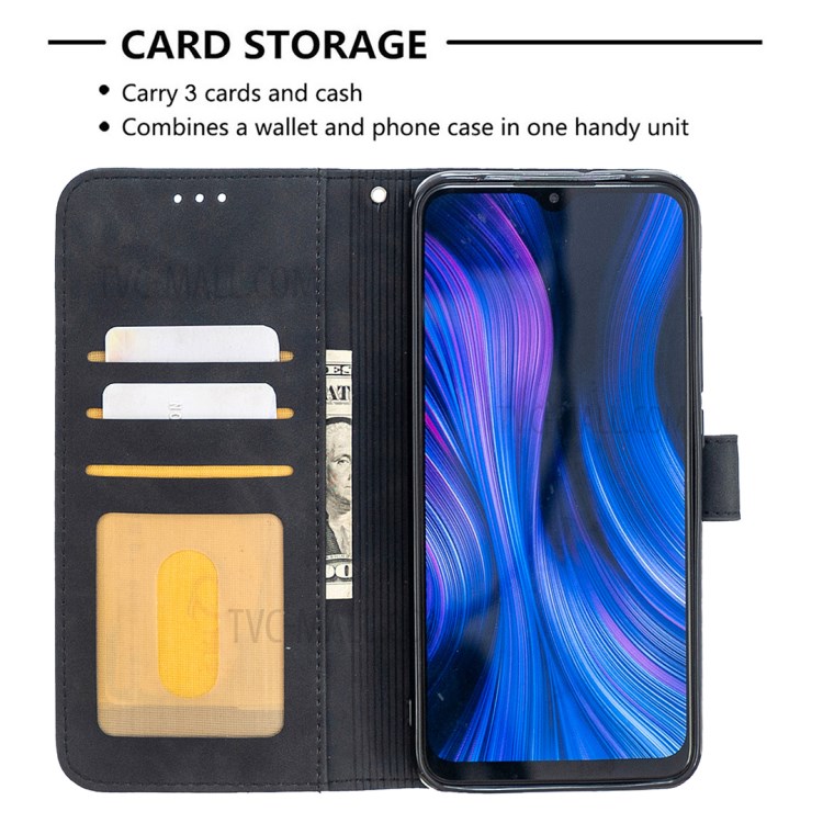 BF05 Geometric Texture Wallet Stand Leather Phone Cover for Xiaomi Redmi 9 - Black-3
