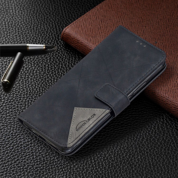 BF05 Geometric Texture Wallet Stand Leather Phone Cover for Xiaomi Redmi 9 - Black-4