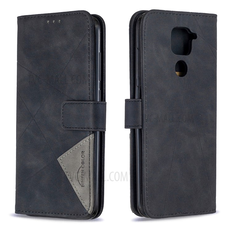 BF05 Geometric Texture Wallet Stand Leather Phone Casing for Xiaomi Redmi Note 9/10X 4G - Black-8