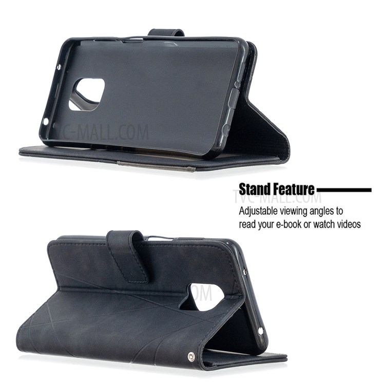 BF05 Geometric Texture Wallet Stand Leather Protective Case for Xiaomi Redmi Note 9 Pro Max/9 Pro/9S - Black-2