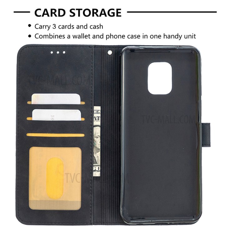BF05 Geometric Texture Wallet Stand Leather Protective Case for Xiaomi Redmi Note 9 Pro Max/9 Pro/9S - Black-3