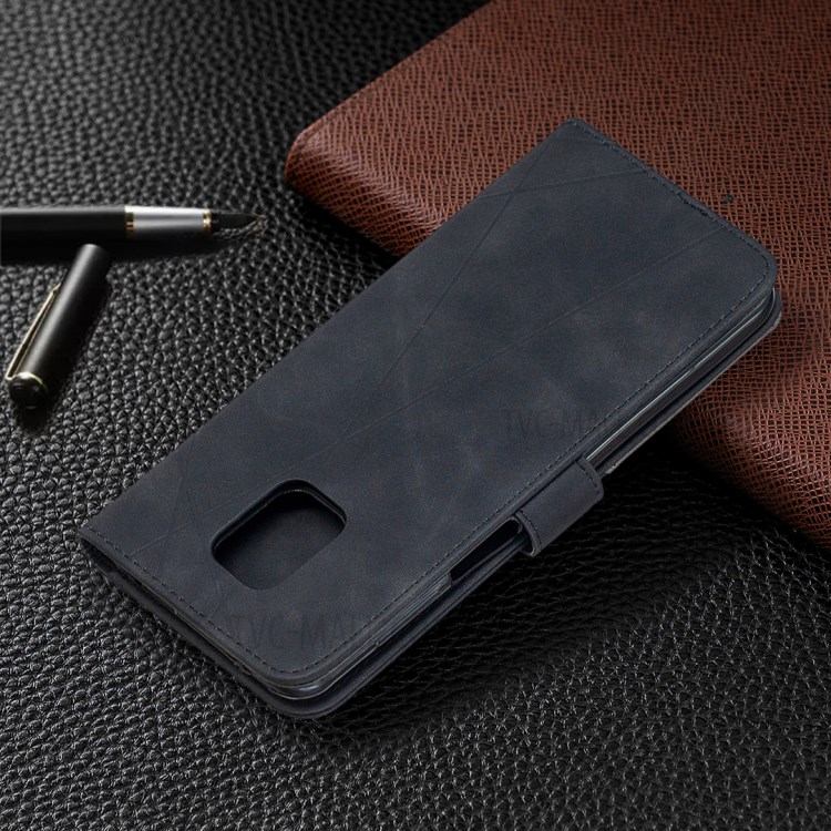 BF05 Geometric Texture Wallet Stand Leather Protective Case for Xiaomi Redmi Note 9 Pro Max/9 Pro/9S - Black-5