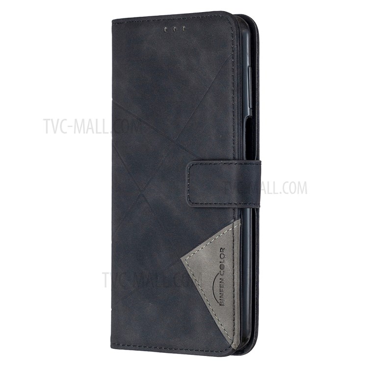 BF05 Geometric Texture Wallet Stand Leather Protective Case for Xiaomi Redmi Note 9 Pro Max/9 Pro/9S - Black-6