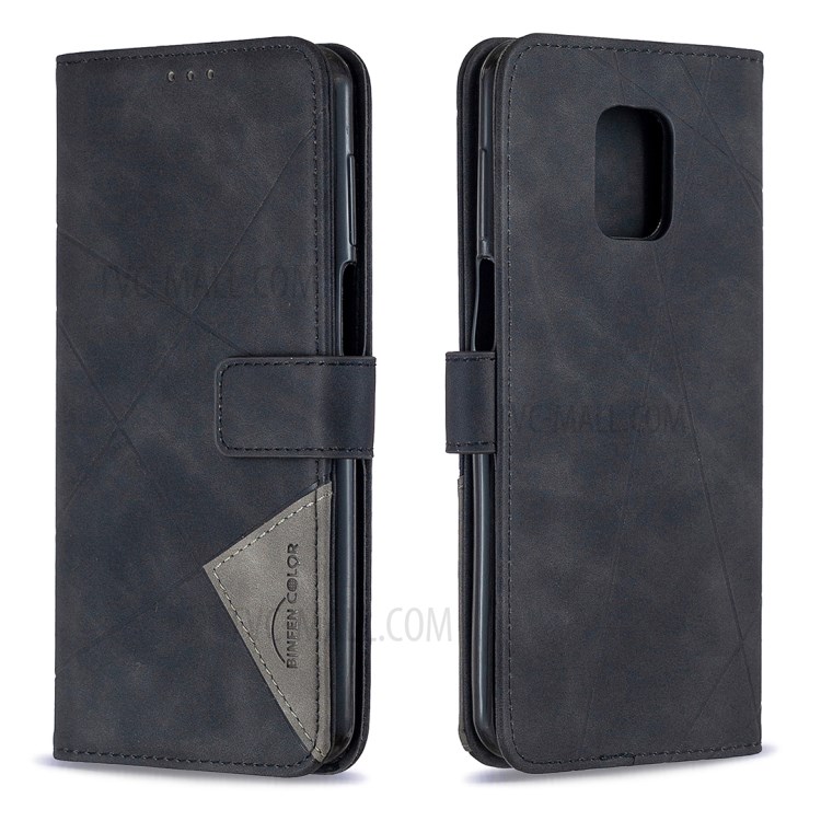 BF05 Geometric Texture Wallet Stand Leather Protective Case for Xiaomi Redmi Note 9 Pro Max/9 Pro/9S - Black-8