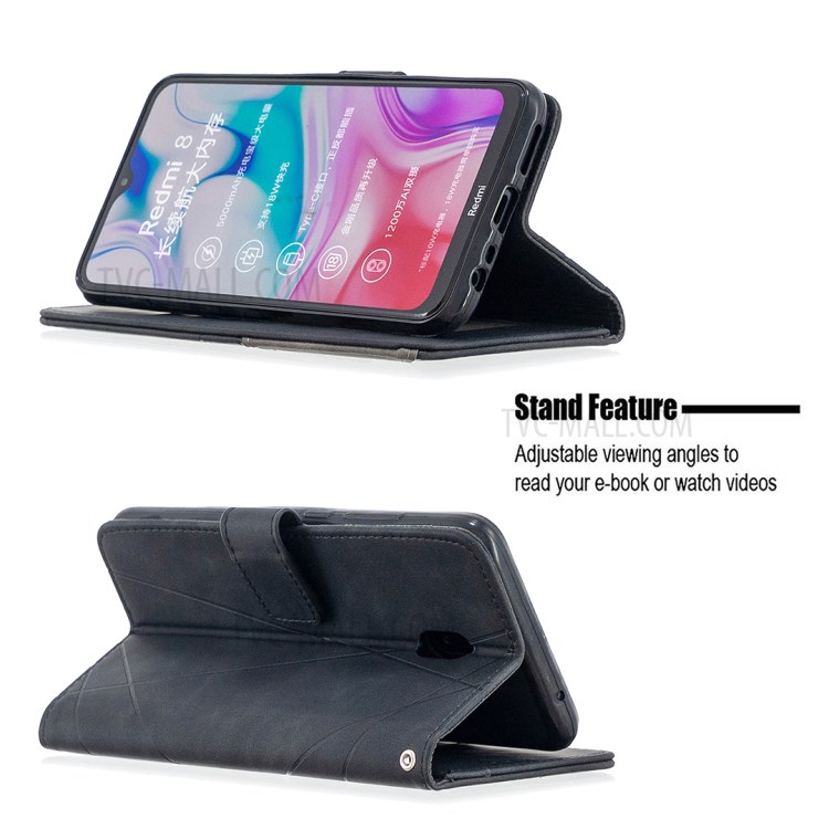 BF05 Geometric Texture Wallet Stand Leather Protective Cover for Xiaomi Redmi 8A - Black-2