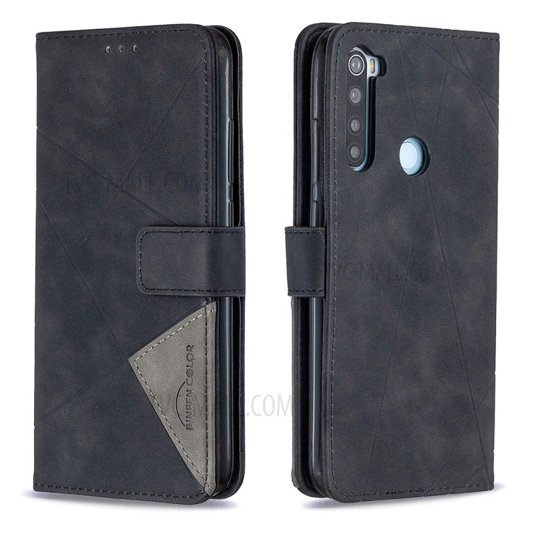 BF05 Style Geometric Texture Leather Cover for Xiaomi Redmi Note 8 - Black-8