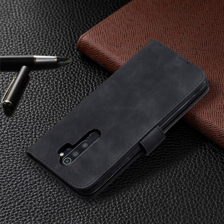 BF05 Style Geometric Texture Leather Cover with Wallet for Xiaomi Redmi Note 8 Pro - Black-5
