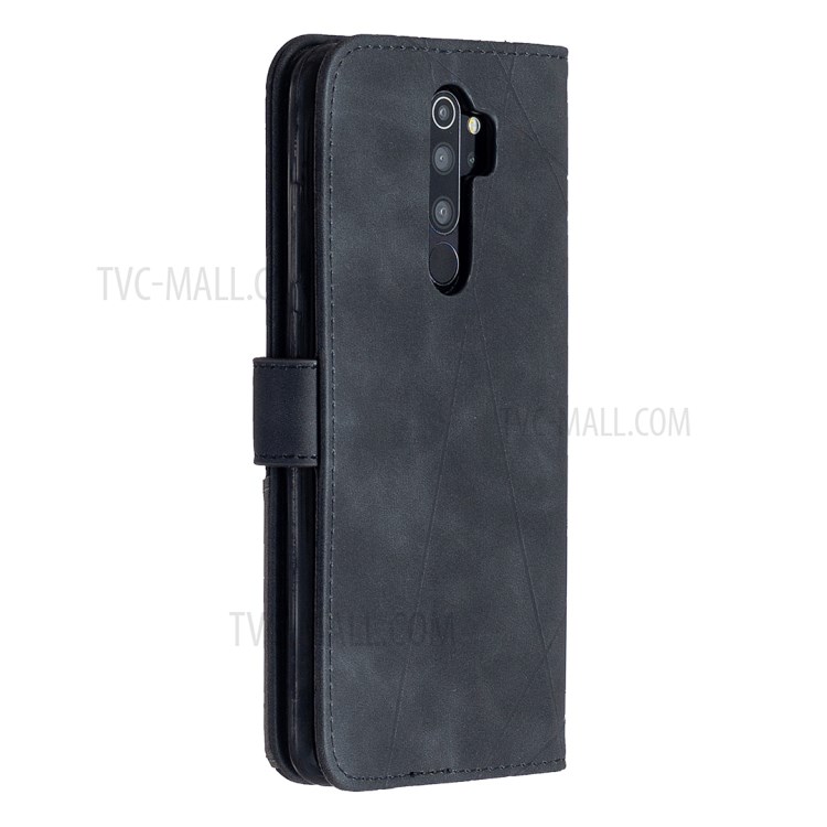BF05 Style Geometric Texture Leather Cover with Wallet for Xiaomi Redmi Note 8 Pro - Black-7