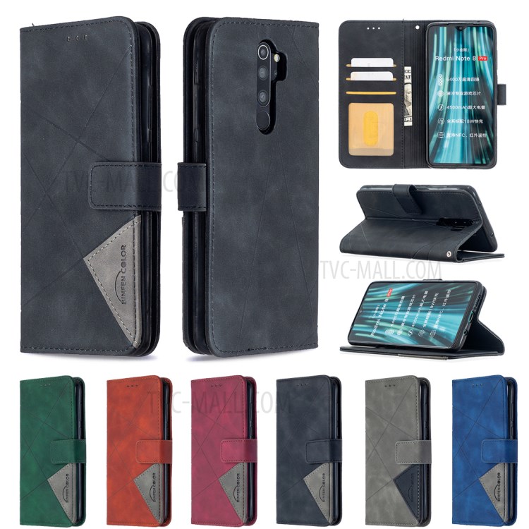 BF05 Style Geometric Texture Leather Cover with Wallet for Xiaomi Redmi Note 8 Pro - Black-9