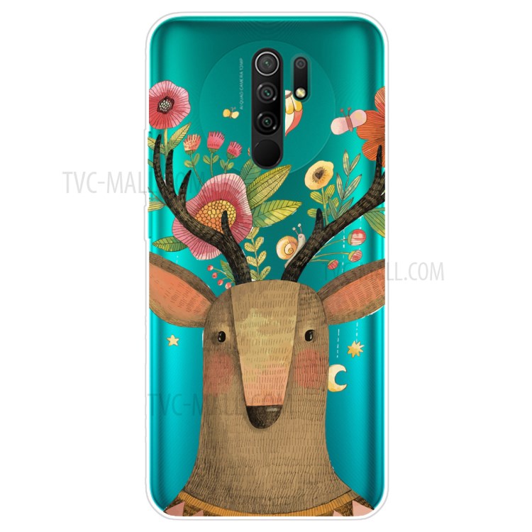 Pattern Printing Soft TPU Mobile Phone Case for Xiaomi Redmi 9 - Elk-1