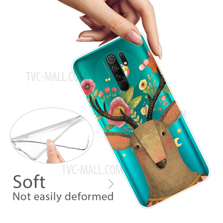 Pattern Printing Soft TPU Mobile Phone Case for Xiaomi Redmi 9 - Elk-4