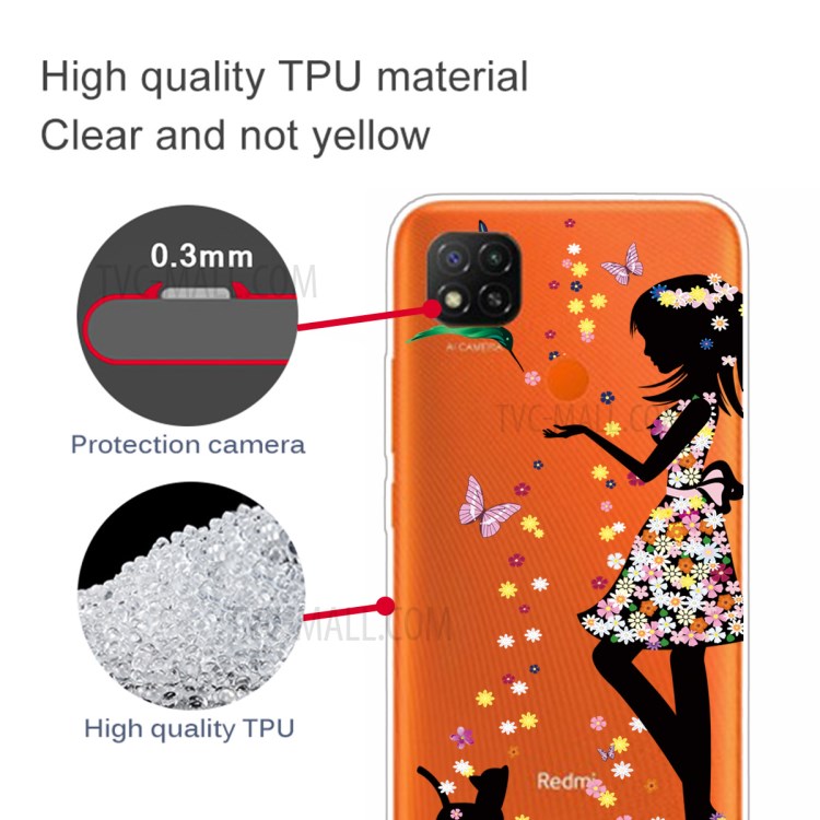 Pattern Printing TPU Protective Phone Cover for Xiaomi Redmi 9C - Beautiful Girl-3