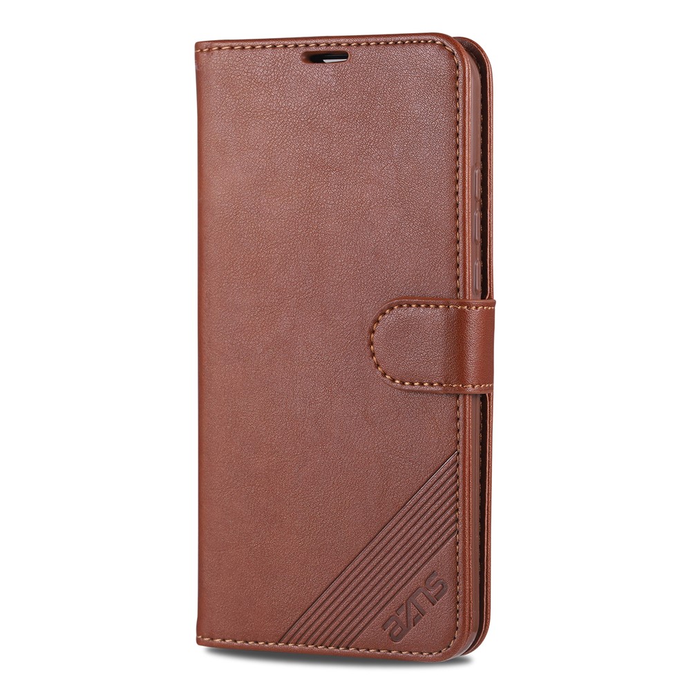 Azns Portefeuille Support de Protection en Cuir Pour Xiaomi Redmi 9a - Brun