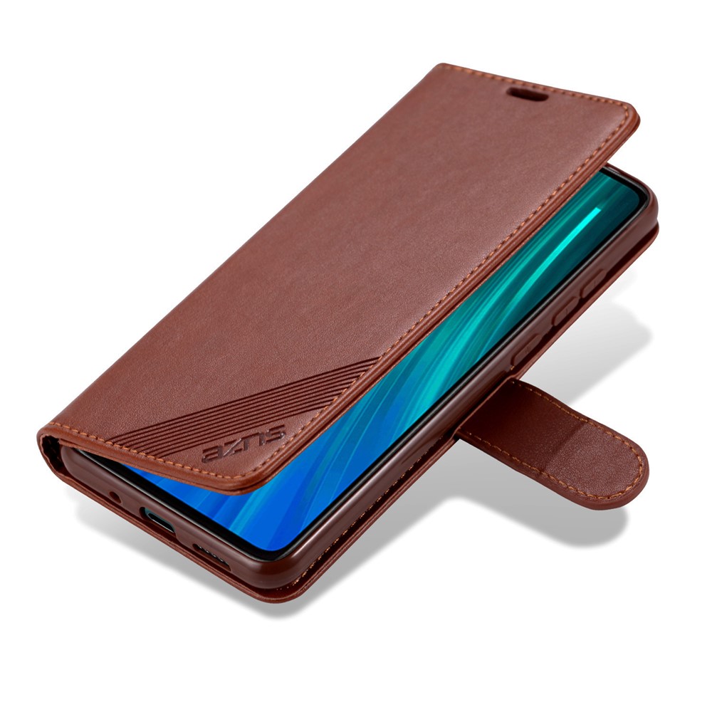 Azns Portefeuille Support de Protection en Cuir Pour Xiaomi Redmi 9a - Brun