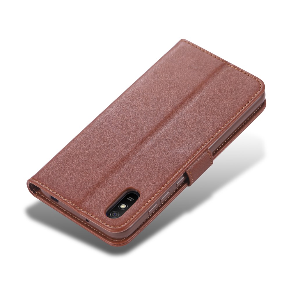 Azns Wallet Stand Leather Защитный Корпус Для Xiaomi Redmi 9a - Коричневый