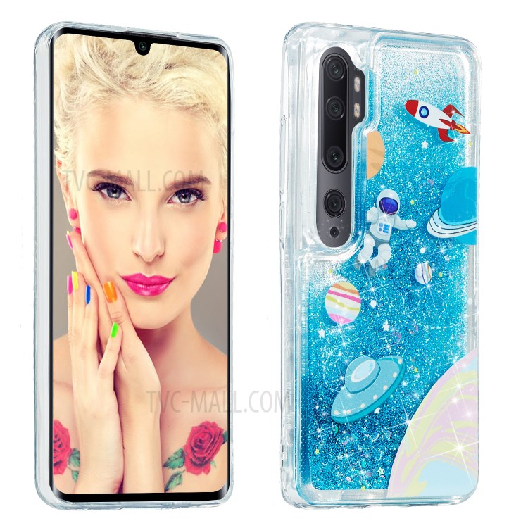 Stylish Pattern Glitter Powder Quicksand Shell TPU Phone Case for Xiaomi Mi CC9 Pro - Spaceman-5