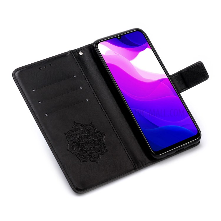 Imprint Dream Catcher Flower PU Leather Cover for Xiaomi Mi 10 Lite 5G - Black-6