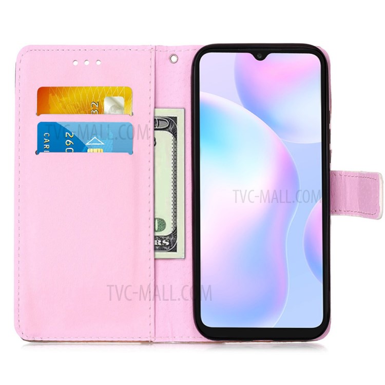 Leather Shell Fashion Printing Wallet Stand Case with Lanyard for Xiaomi Redmi 9A - Fox-4