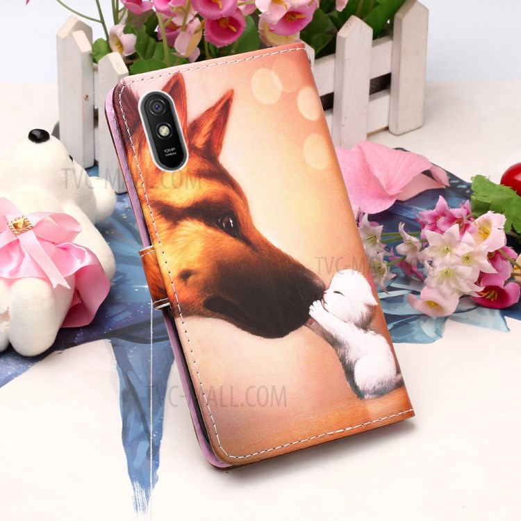 Leather Shell Fashion Printing Wallet Stand Case with Lanyard for Xiaomi Redmi 9A - Fox-7