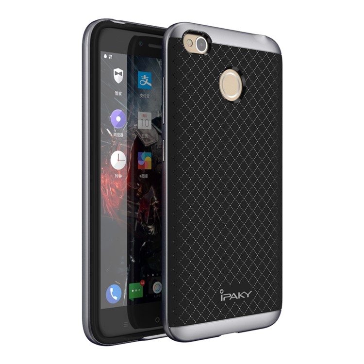 IPAKY 2-Piece Hybrid PC Bumper + TPU Back Phone Case for Xiaomi Redmi 4X - Grey-1