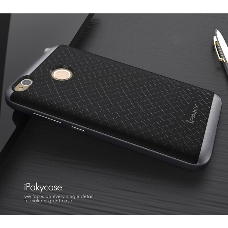 IPAKY 2-Piece Hybrid PC Bumper + TPU Back Phone Case for Xiaomi Redmi 4X - Grey-3