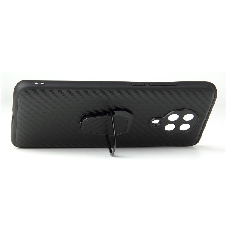 With Finger Ring Holder PC+TPU+PU Leather Cover for Xiaomi Poco F2 Pro/Redmi K30 Pro - Carbon Fiber Texture-4