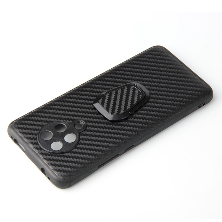 With Finger Ring Holder PC+TPU+PU Leather Cover for Xiaomi Poco F2 Pro/Redmi K30 Pro - Carbon Fiber Texture-5