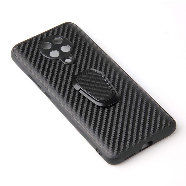 With Finger Ring Holder PC+TPU+PU Leather Cover for Xiaomi Poco F2 Pro/Redmi K30 Pro - Carbon Fiber Texture-6