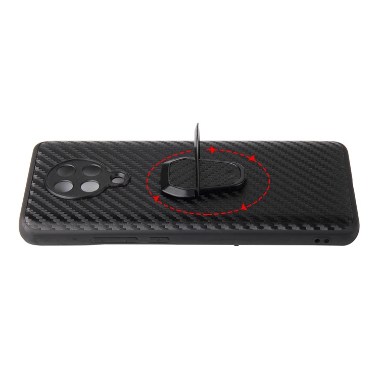 With Finger Ring Holder PC+TPU+PU Leather Cover for Xiaomi Poco F2 Pro/Redmi K30 Pro - Carbon Fiber Texture-7