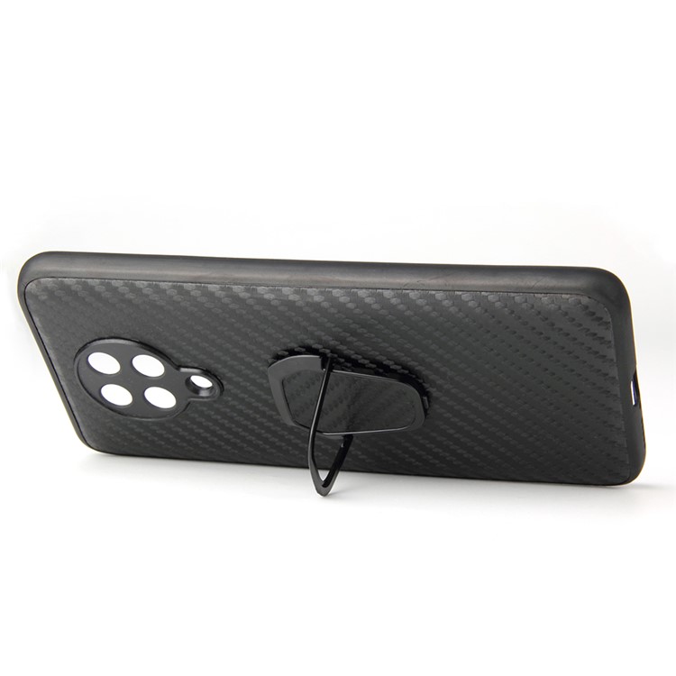 With Finger Ring Holder PC+TPU+PU Leather Cover for Xiaomi Poco F2 Pro/Redmi K30 Pro - Carbon Fiber Texture-8