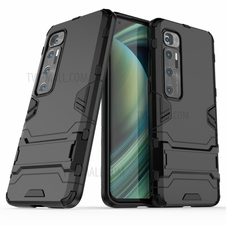 2 in 1 PC + TPU Mobile Phone Case with Kickstand for Xiaomi Mi 10 Ultra - Black-2