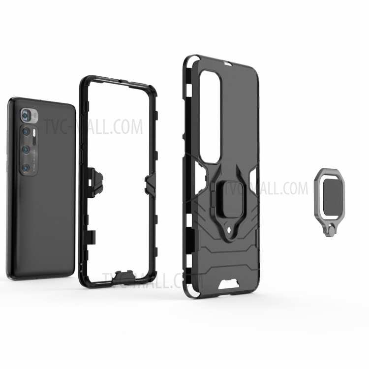 Cool Armor Guard Ring Holder Kickstand PC + TPU Case for Xiaomi Mi 10 Ultra - Black-2