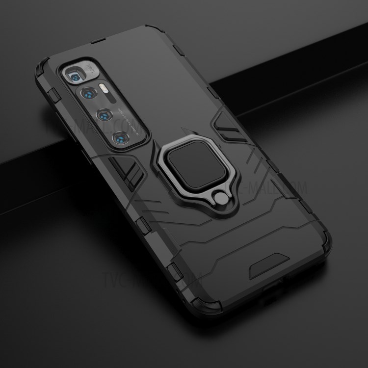 Cool Armor Guard Ring Holder Kickstand PC + TPU Case for Xiaomi Mi 10 Ultra - Black-9