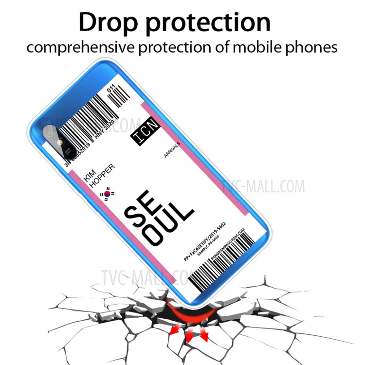 Travel City Boarding Pass TPU Mobile Phone Case for Xiaomi Redmi 9A - SEOUL/KIM HOPPER-2
