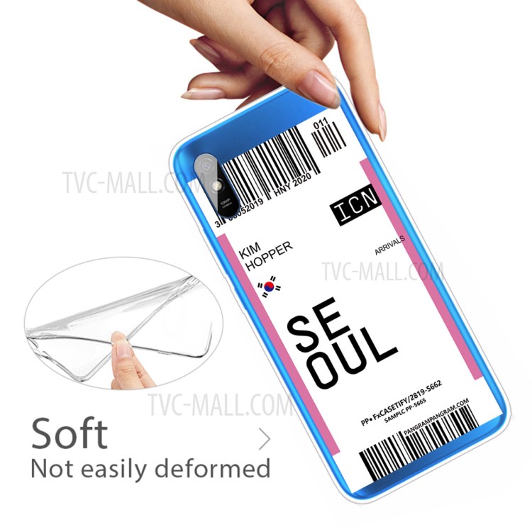 Travel City Boarding Pass TPU Mobile Phone Case for Xiaomi Redmi 9A - SEOUL/KIM HOPPER-4