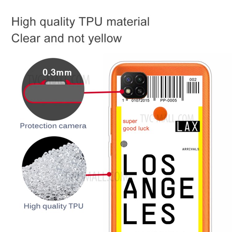 Creative Boarding Check TPU Protective Shell Case for Xiaomi Redmi 9C - LOS ANGELES-3