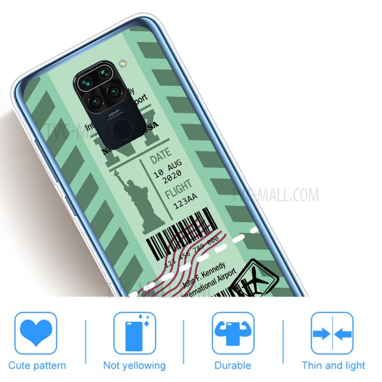 Boarding Pass City Bar Code Style TPU Cover for Xiaomi Redmi Note 9/Redmi 10X 4G - NY-5