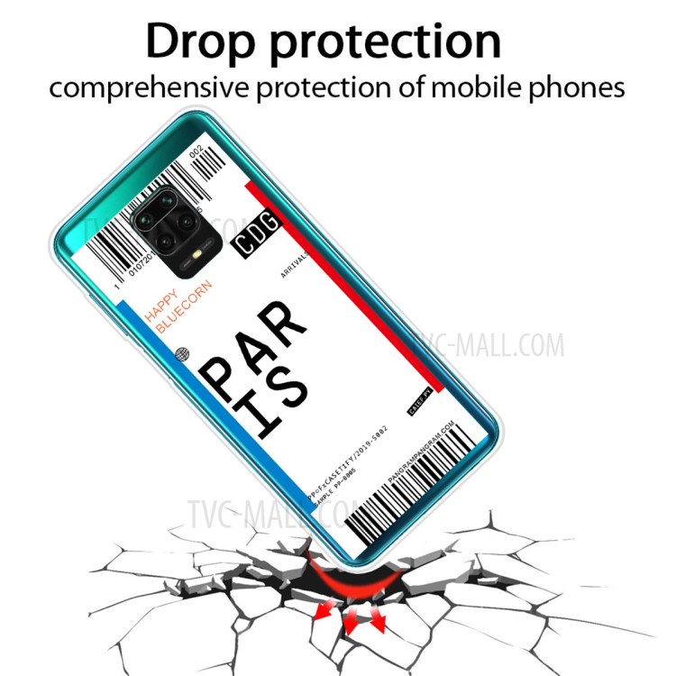 Boarding Pass City Bar Code Pattern TPU Cover for Xiaomi Redmi Note 9 Pro Max/9 Pro/9S - PARIS-2